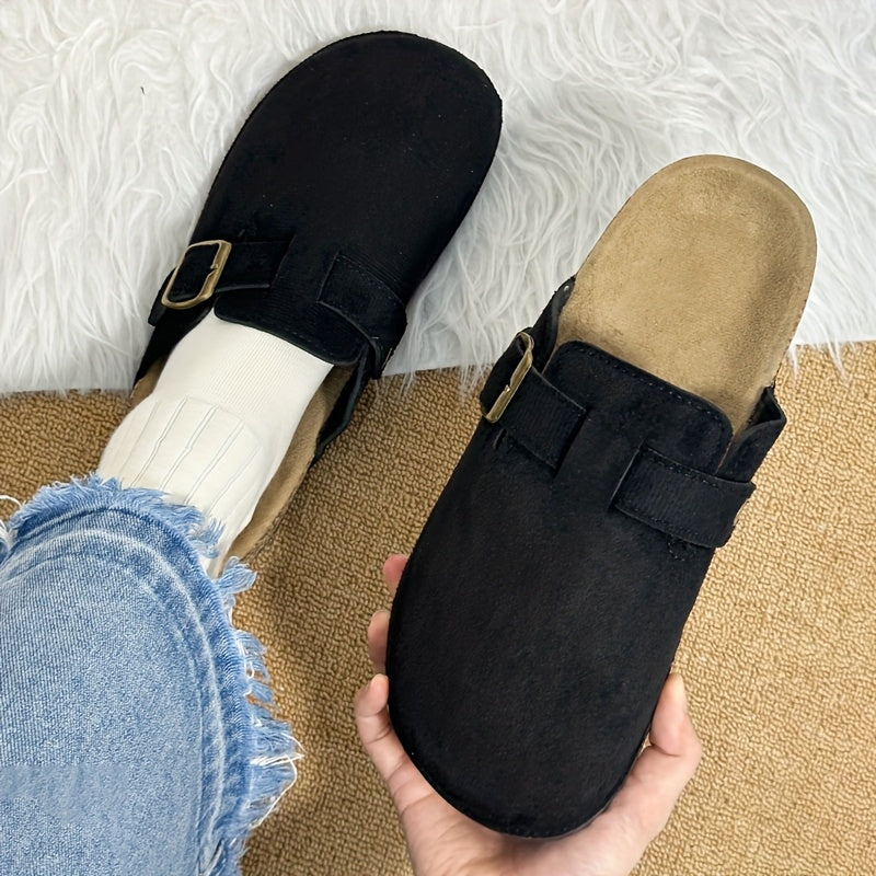 Unisex Cork Grain Slip-On Flat Sandals Breathable Casual Shoes