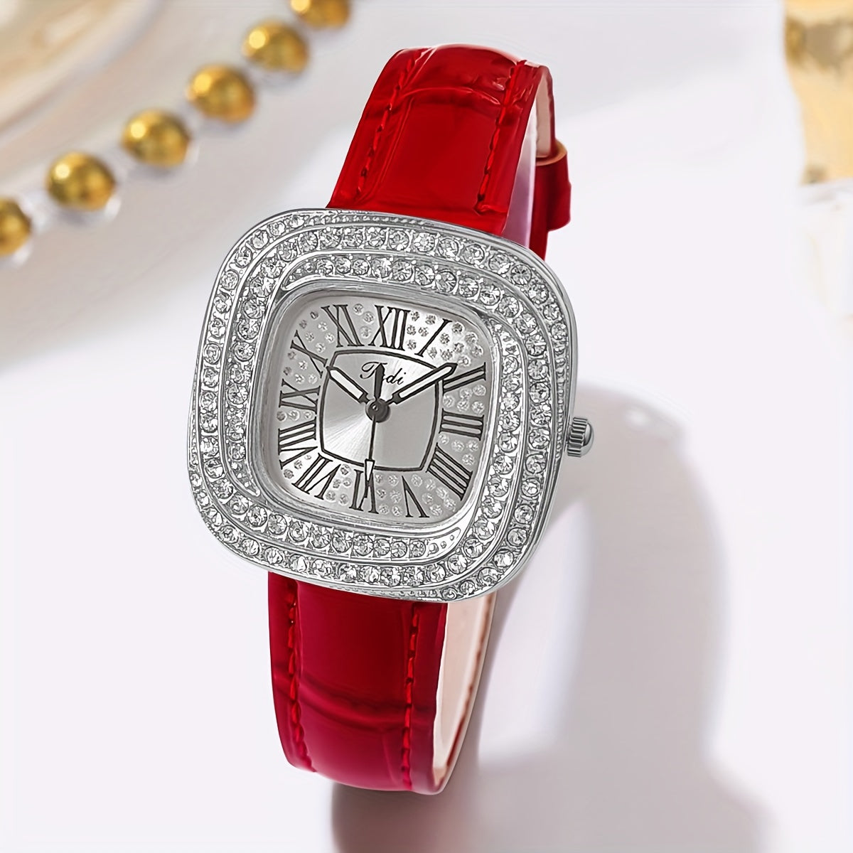 Women's Quartz Watch Square Face PU Leather Strap Alloy Pointer Gift for Mom or Girlfriend