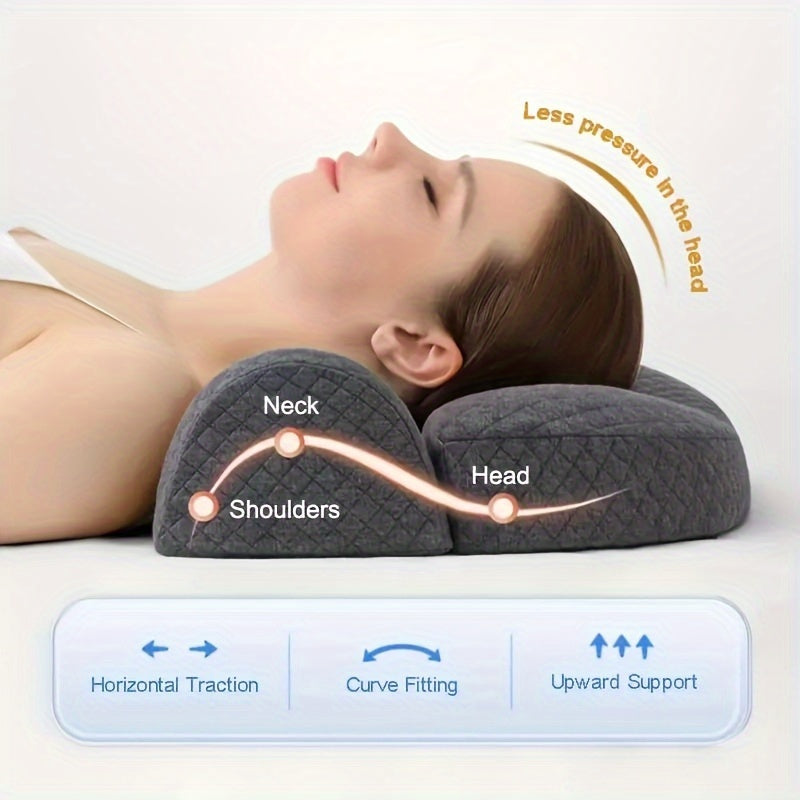 Almohada de espuma viscoelástica con funda reversible de punto, soporte cervical, firmeza media