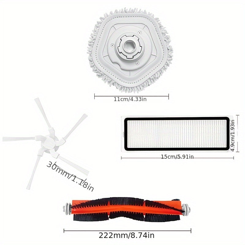 W10/W10 Pro Vacuum Cleaner Accessory Kit Main Side Brushes HEPA Filter Mop Cloth