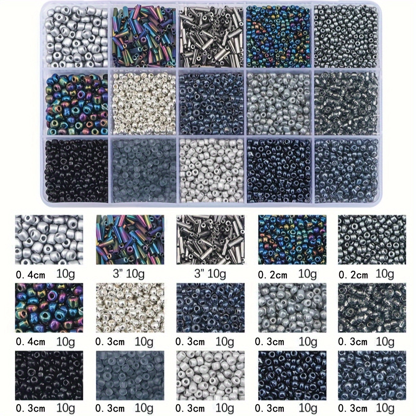 Jewelry Making Kit with Solid Color Rice Beads Tube Beads and Glass Beads