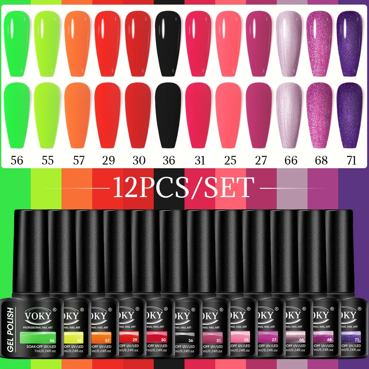 12 ta shisha gel lak uchun to'plam, kuz-qish, uzoq davom etadigan, yarim doimiy, shampanli, gipoallergik