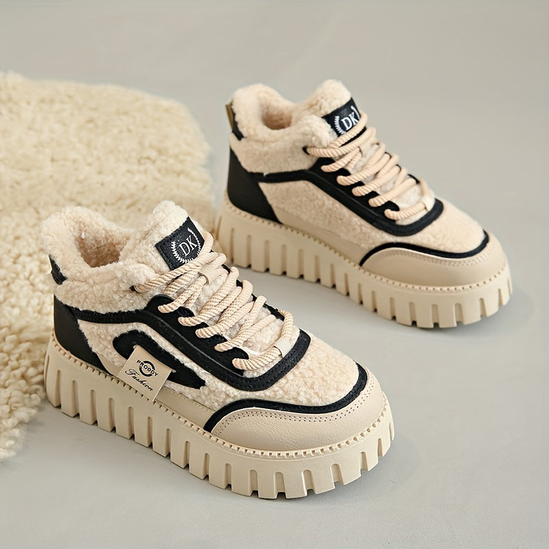 Women's Velvet High-Top Ankle Boots Warm Colorful Winter Casual Sneakers