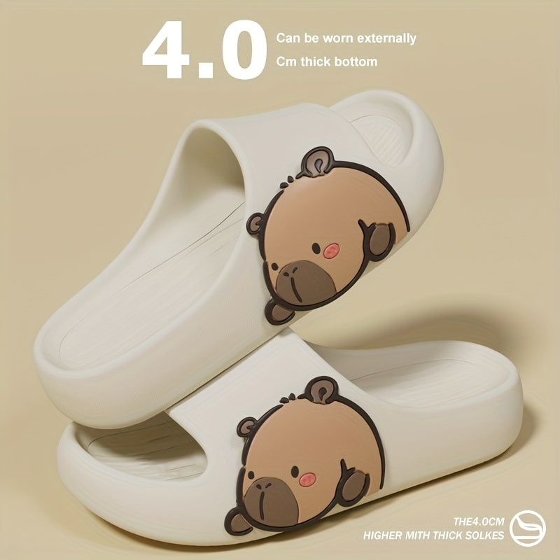 Women's EVA Slides Open-Toe Summer Sandals Black Yellow Beach & Indoor