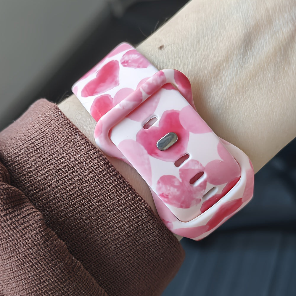 Silicone Smartwatch Band with Deployant Clasp Compatible with iWatch SE Series 1-10 Sport Replacement Strap for Men Women