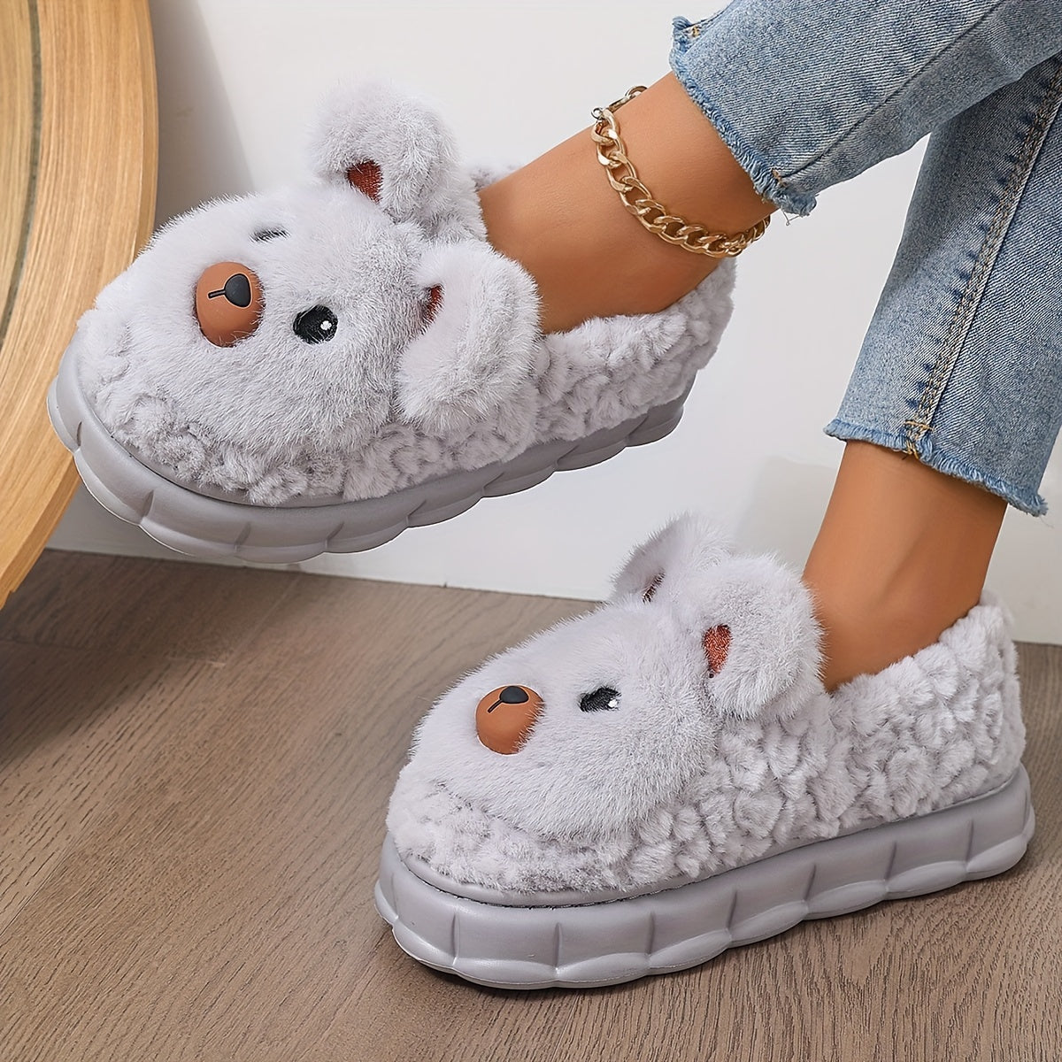 Women's Fleece-Lined Winter Shoes Non-Slip Indoor Cartoon Animal