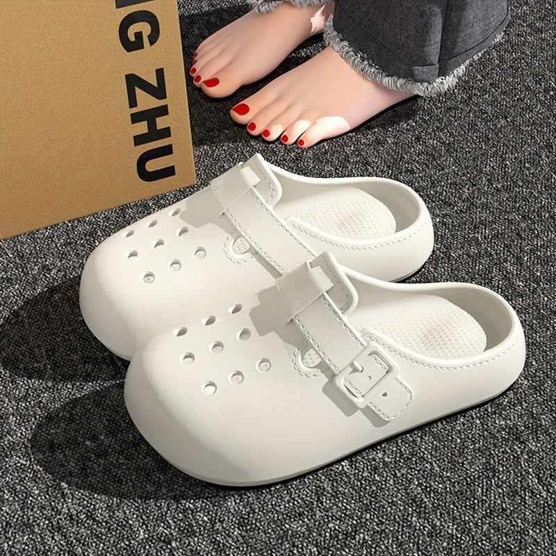 Ladies Beach Shoes Solid Color Casual Closed Toe Flat EVA Shoes