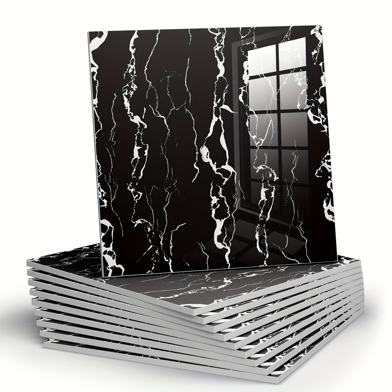 Self-Adhesive Waterproof Marble Tile Wall Stickers for Kitchen Bathroom Set of 10