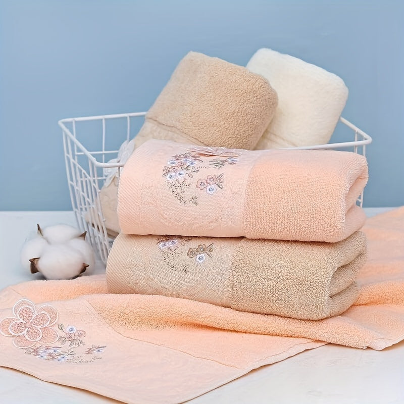 Cotton Embroidered Hand Towels Set Quick-Drying Absorbent for Bathroom