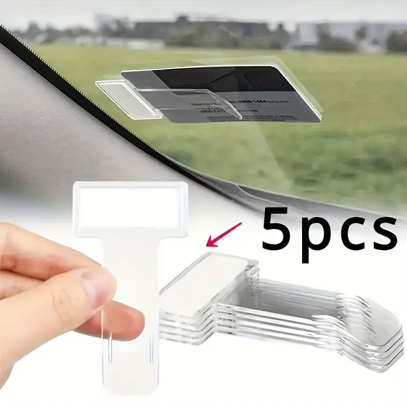 5Pcs Clear Plastic Car Storage Clips Dashboard Organizer for Bills and Receipts