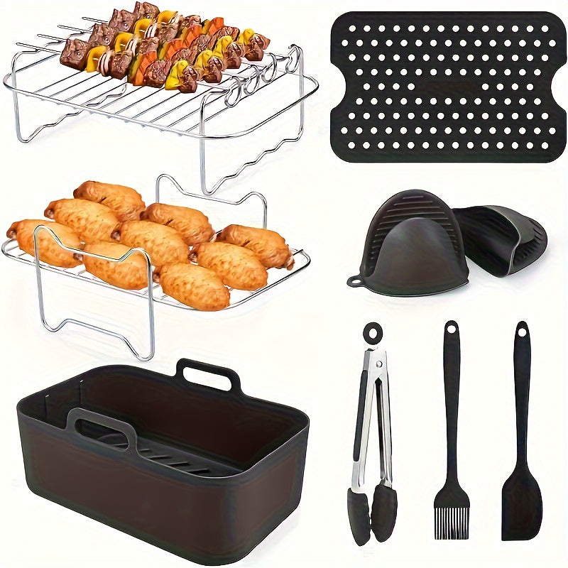 9-Piece Stainless Steel Air Fryer Accessory Set for 7.6L-9.6L Models