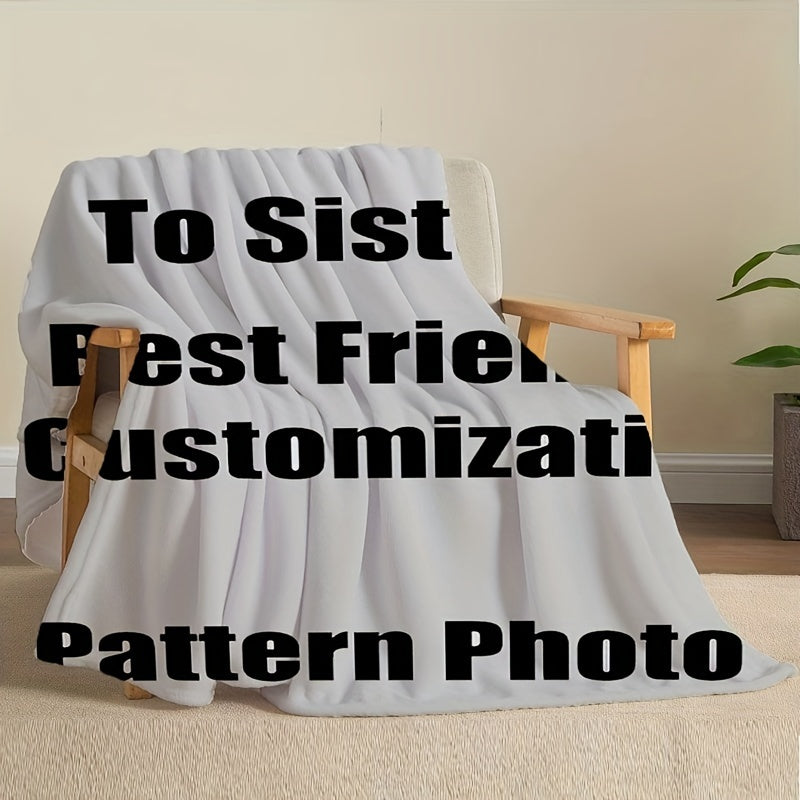 Personalized Flannel Fleece Blanket Reversible Digital Print Photo Geometric Pattern