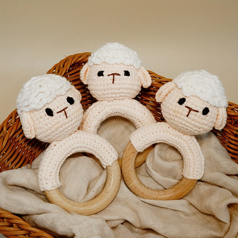Baby Crochet Sleep Rattle Toy Soft Knit Animal Doll for Soothing and Chewing