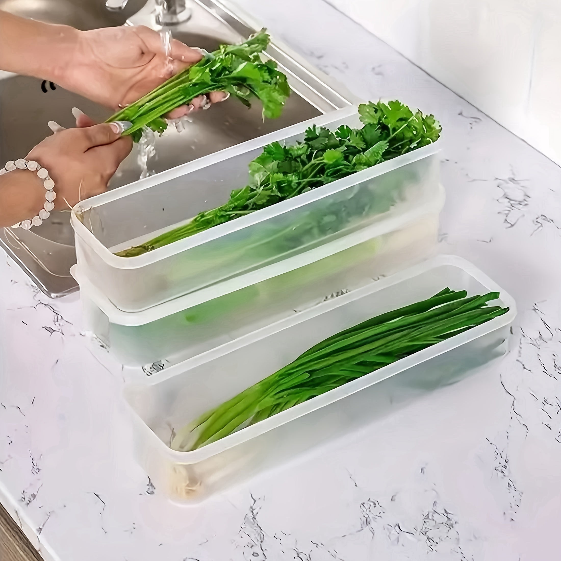 4 ta toʻgʻri burchakli oziq-ovqat saqlash konteynerlari toʻplami, qopqogʻlar bilan, muzlatgich va oshxona tartibi uchun