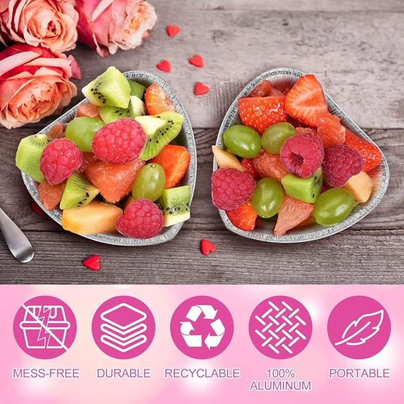 12 Heart-Shaped Aluminum Foil Pans for Baking Roasting and Insulation