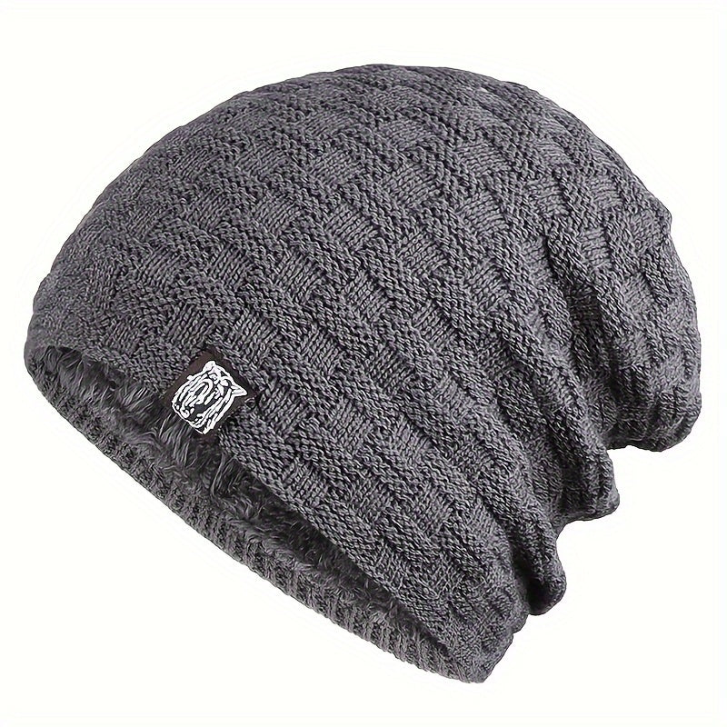 Men's Padded Knitted Cap Warm Winter Hat for Autumn and Cold Weather