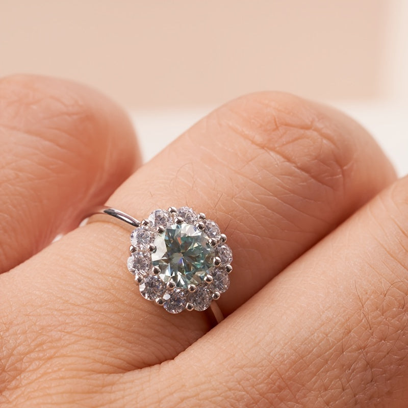 Moissanite Jewelry Set with Ring and Earrings 1 Carat Sterling Silver Engagement Gift