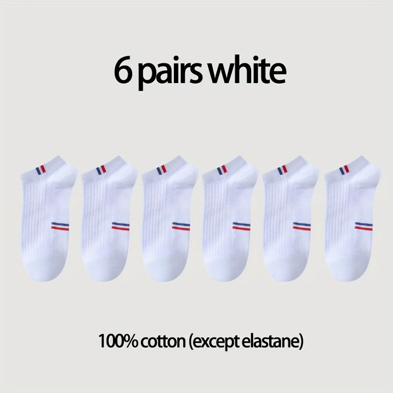 Men's Cotton Blend Ankle Socks 6 Pairs Lightweight Breathable Stretch Comfort