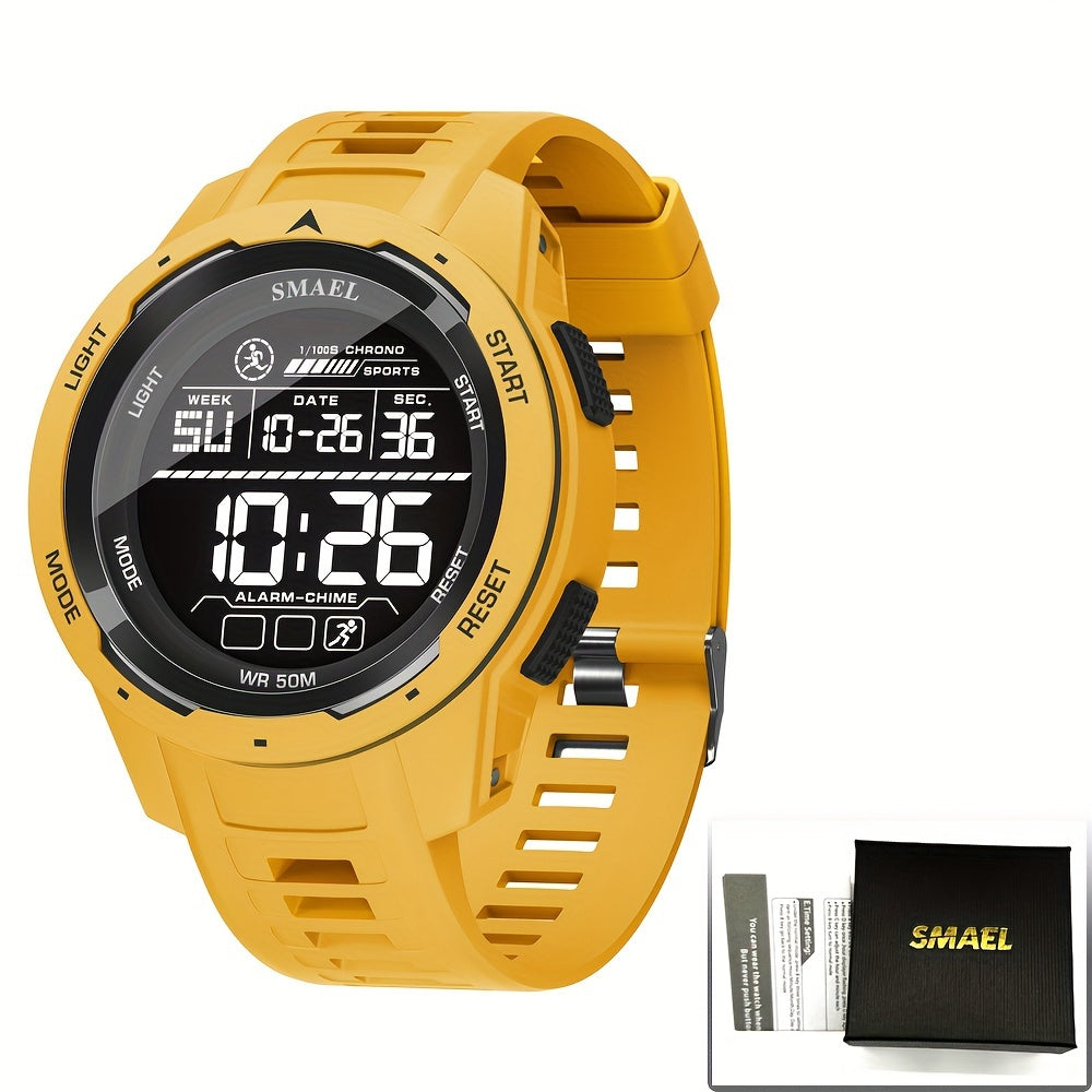 Men's Waterproof Smartwatch with LED Display Stopwatch Calendar Shock Resistant