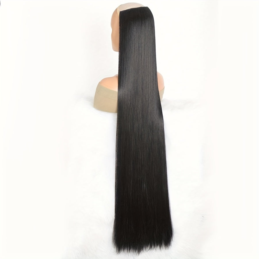 Women Synthetic Hair Extensions Clip-In Long Straight Black Brown Blonde 50-100cm
