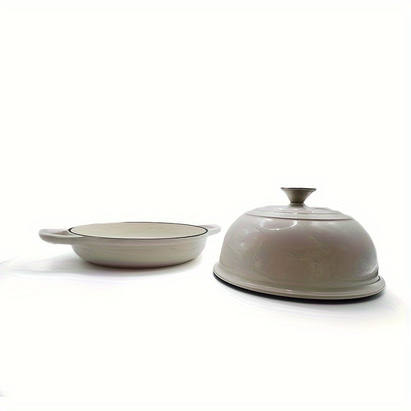 Teal/Oq Emal Qoplangan Qozon Non Pishirish Panasi - Yopishqoq Dumaloq Non Tayyorlovchi - Uyda Non va Shirinliklar Pishirish uchun Ajoyib - Mukammal Oshxona Sovg'a Variant