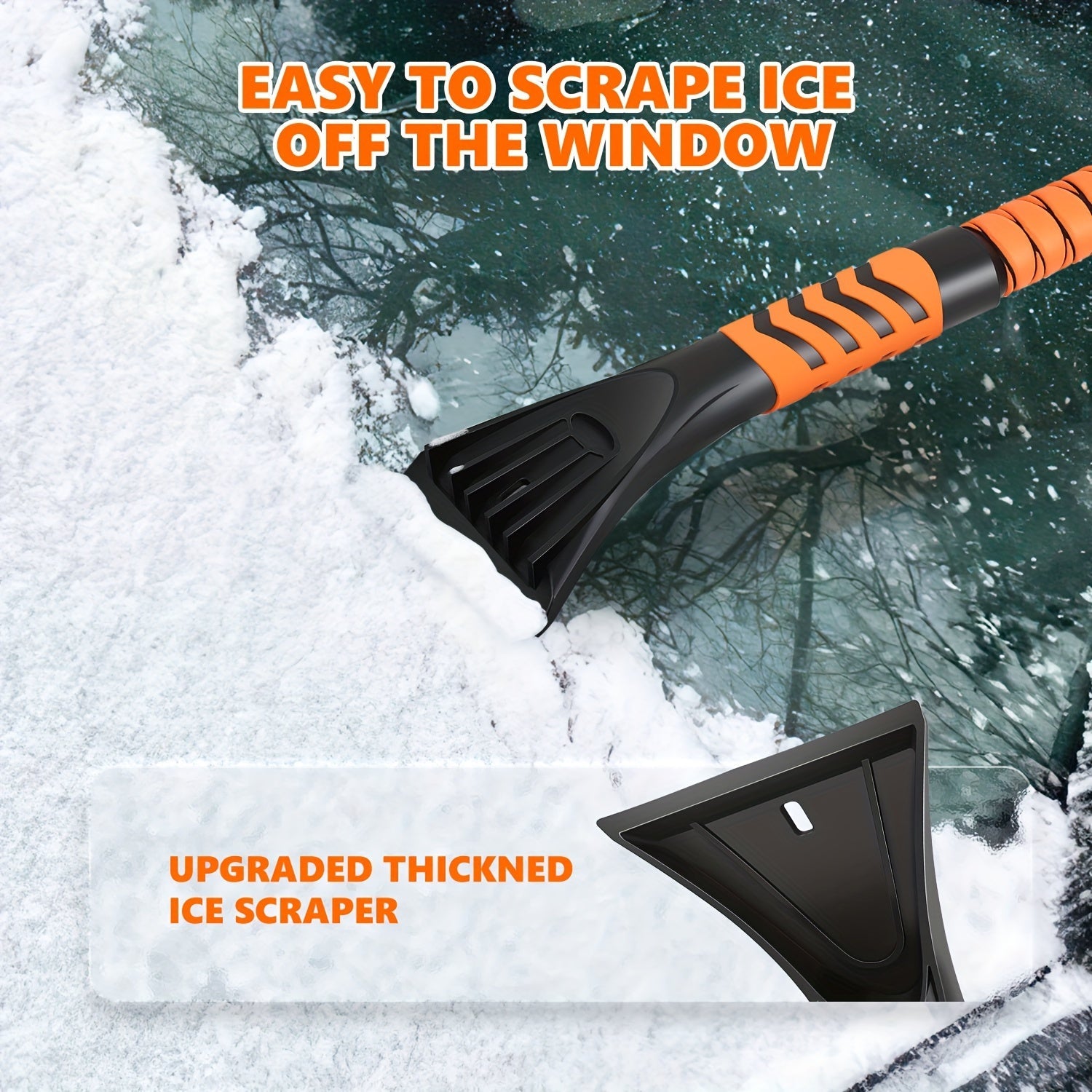 Winter Snow Broom and Ice Scraper Set with Extendable Shovel and Gloves