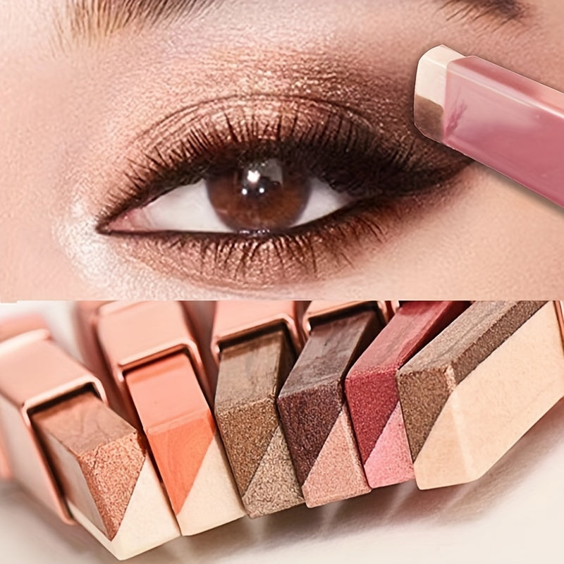 Women Two Tone Gradient Glitter Eyeshadow Stick Waterproof Long Lasting