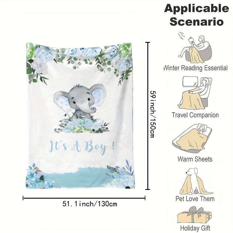 Cozy Flannel Throw Blanket with Custom Elephant Pattern Personalized Soft All-Season Gift