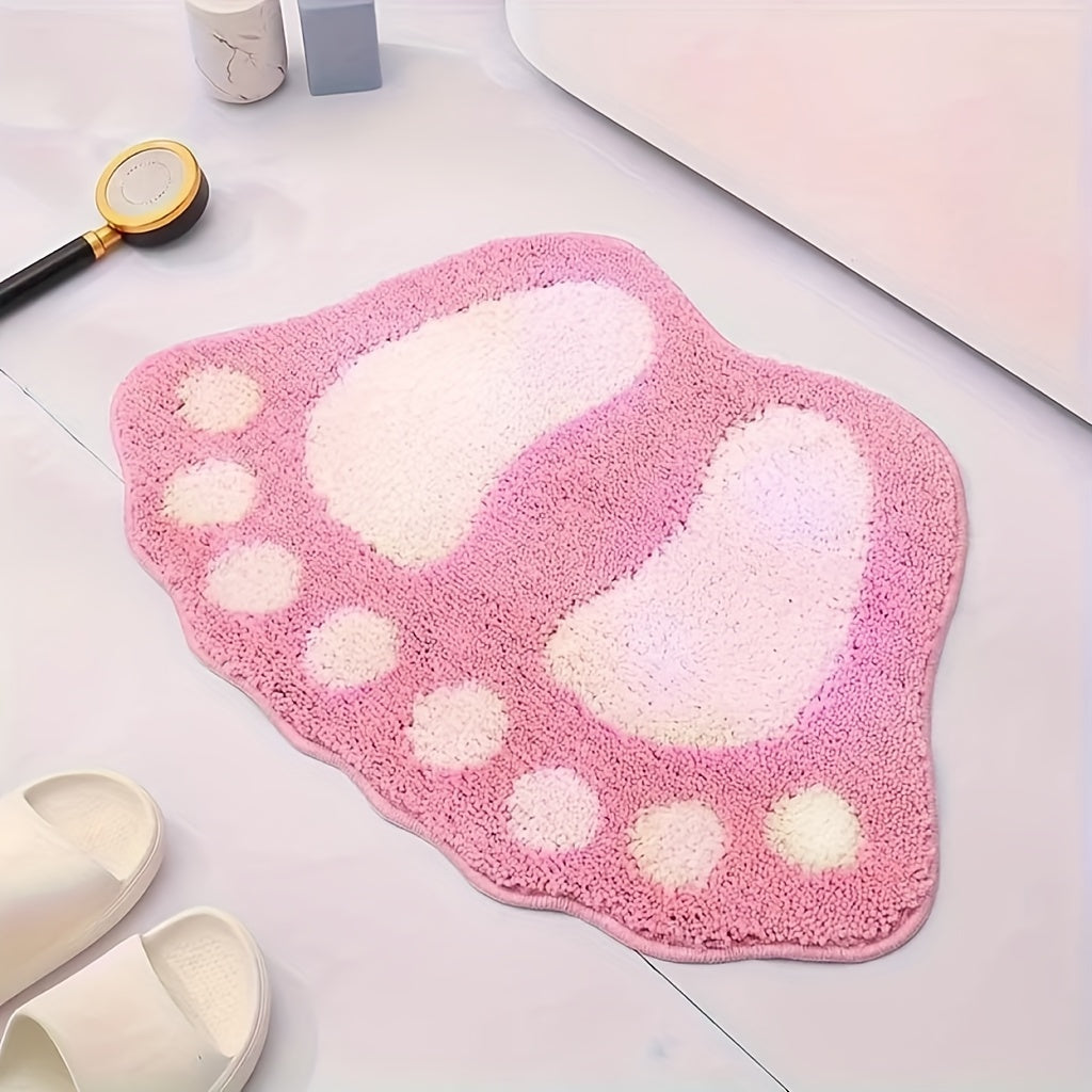 Paw Print Bathroom Floor Mat Absorbent Non-Slip Kitchen Rug for Bathroom Bedroom