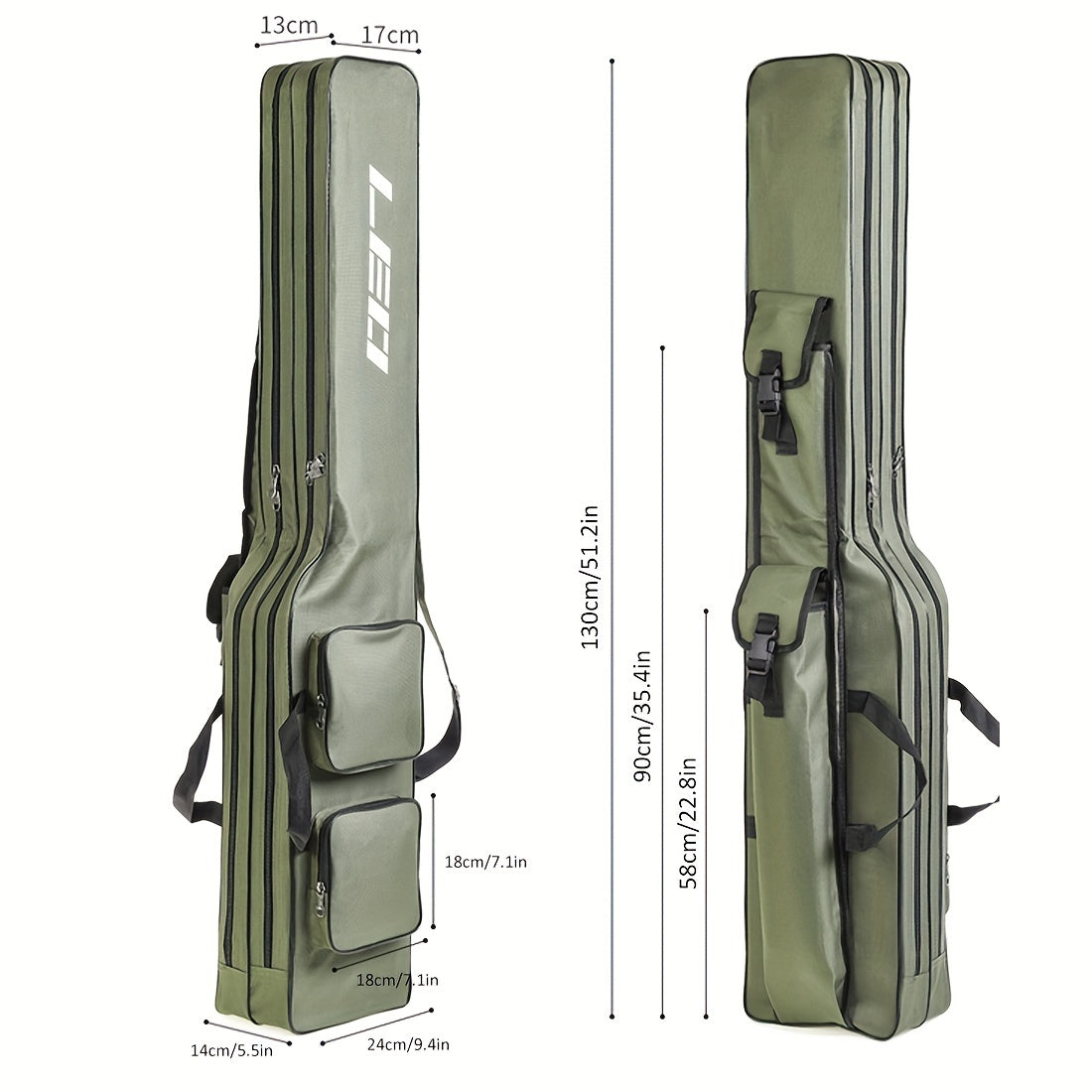 130sm/4.27ft Portativ baliq ovlash tayoqchalari va bobinlarni saqlash uchun tashkilotchi. Sayohat baliq ovlash asboblari uchun ikki qatlamli mustahkam Oksford saqlash sumkasi.