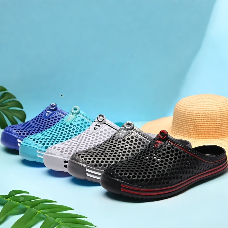 Women's Lightweight Summer Clogs - Breathable Perforated Slip-On Sandals Black EVA