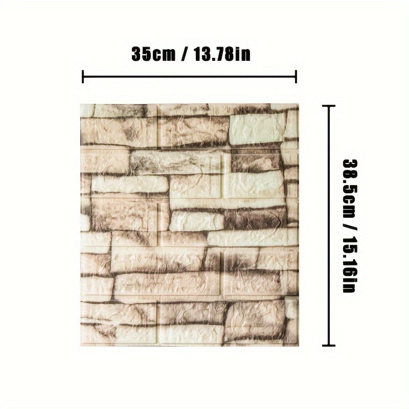 3D Wall Stickers Pack of 20-50 Self-Adhesive Brick Pattern Wall Covering Moisture-Proof Decorative
