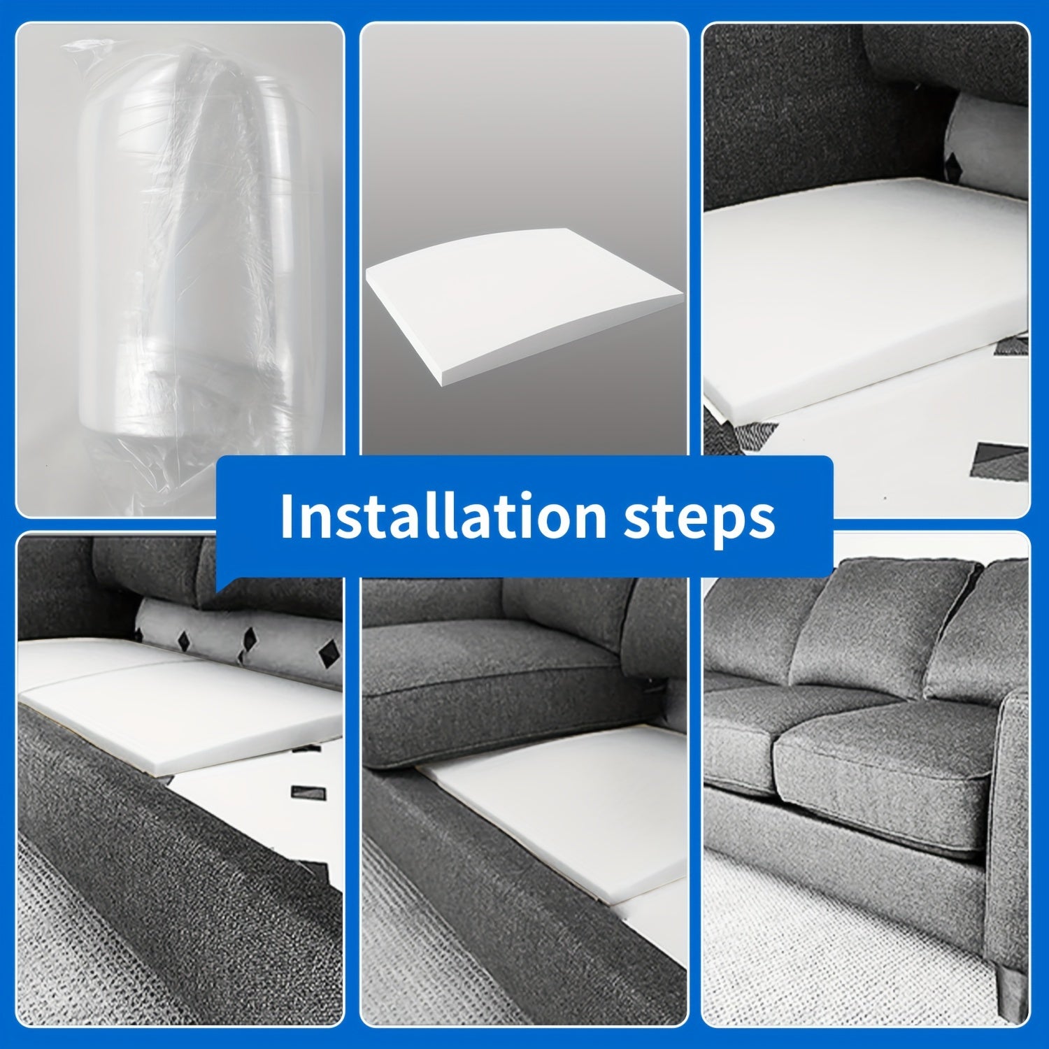 White Foam Sofa Cushion Support Arch 50.8cm x 50.8cm for Sagging Repair