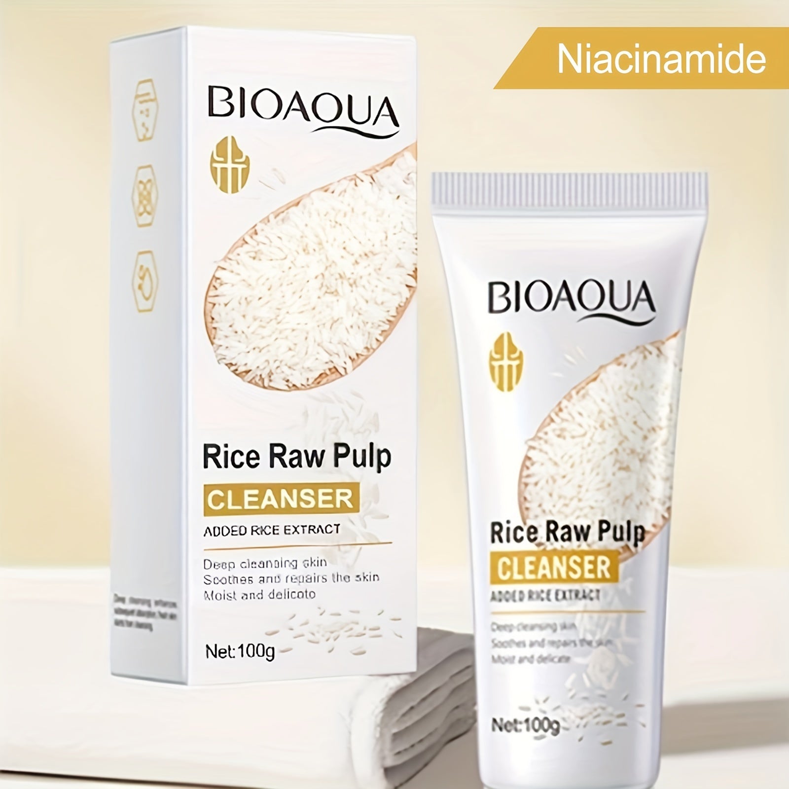 Unisex Facial Cleansing Gel 100g Rice Pulp Deep Cleanse Moisturizing