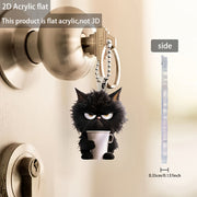 Umumiy foydalanish uchun akril mushuk taqinchoqli kalit zanjir avtomobil uchun osma, xayoliy qora mug dizayni