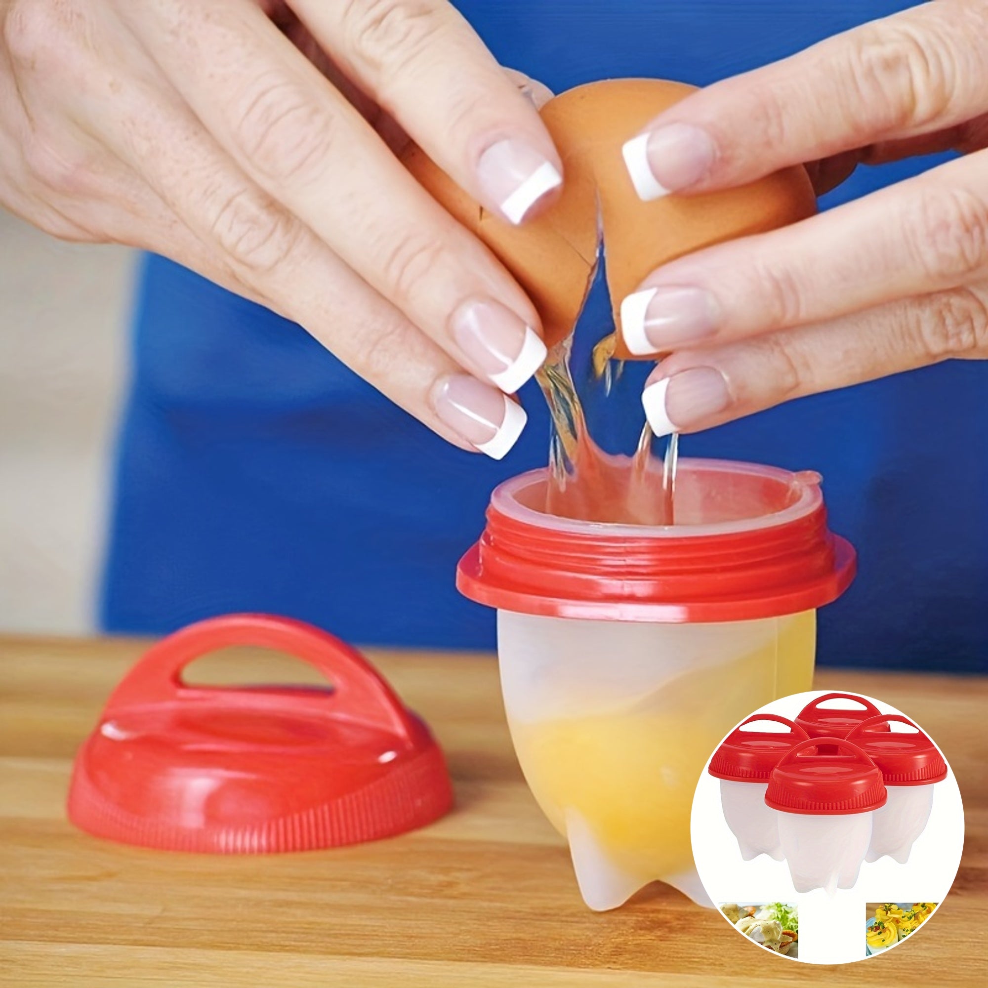 4-10 Pcs Non-Stick Silicone Egg Boilers High Temperature Resistant Kitchen Tools