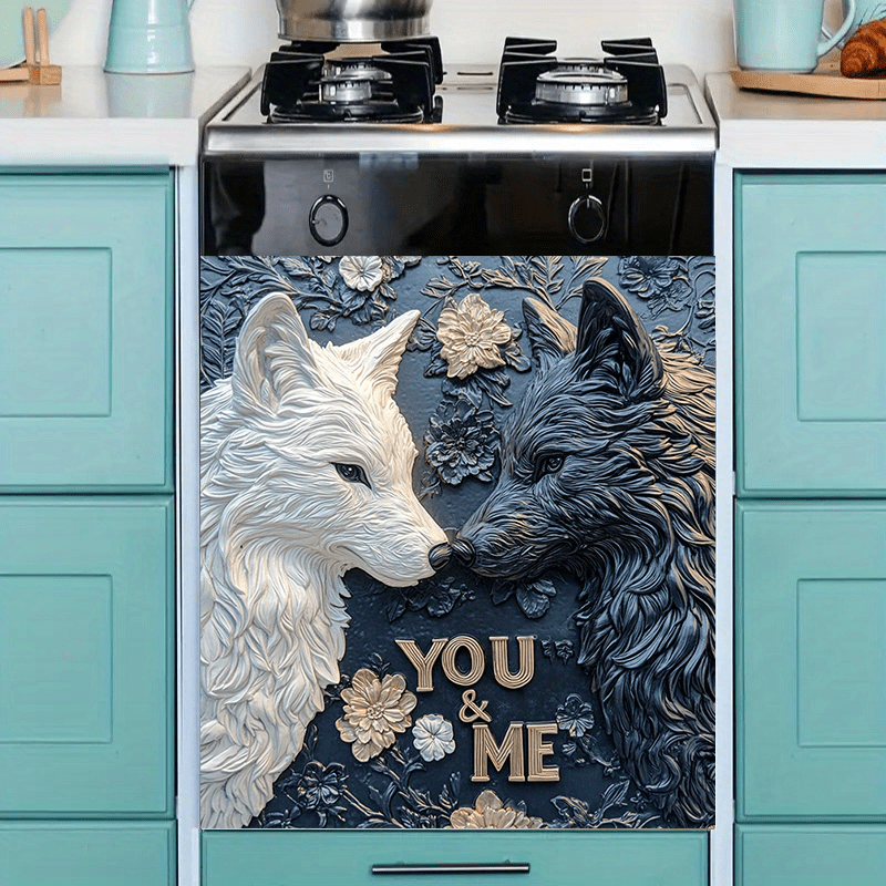 Romantik Boʻrdoq Juftligi Magnit bilan "Siz va Men" Gul Relief Sanʼati Suv oʻtkazmaydigan Muzlatgich Dekori 58.5x65 sm