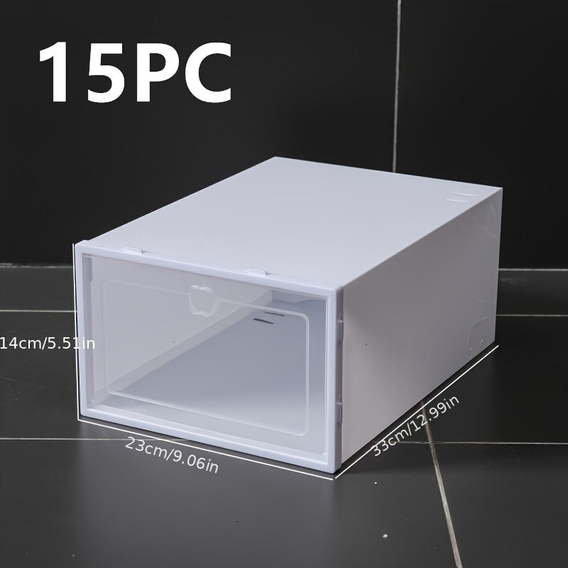 15 Pack Clear Plastic Shoe Storage Boxes with Flip Top for Home Organization