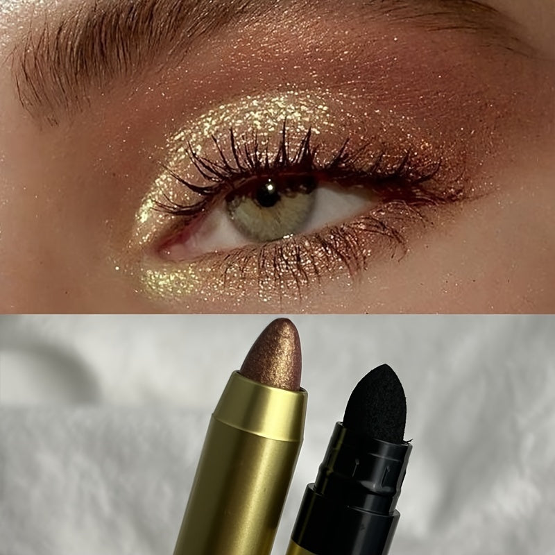 Lápiz de sombra de ojos con perlas para mujer, doble punta, de larga duración, a prueba de manchas