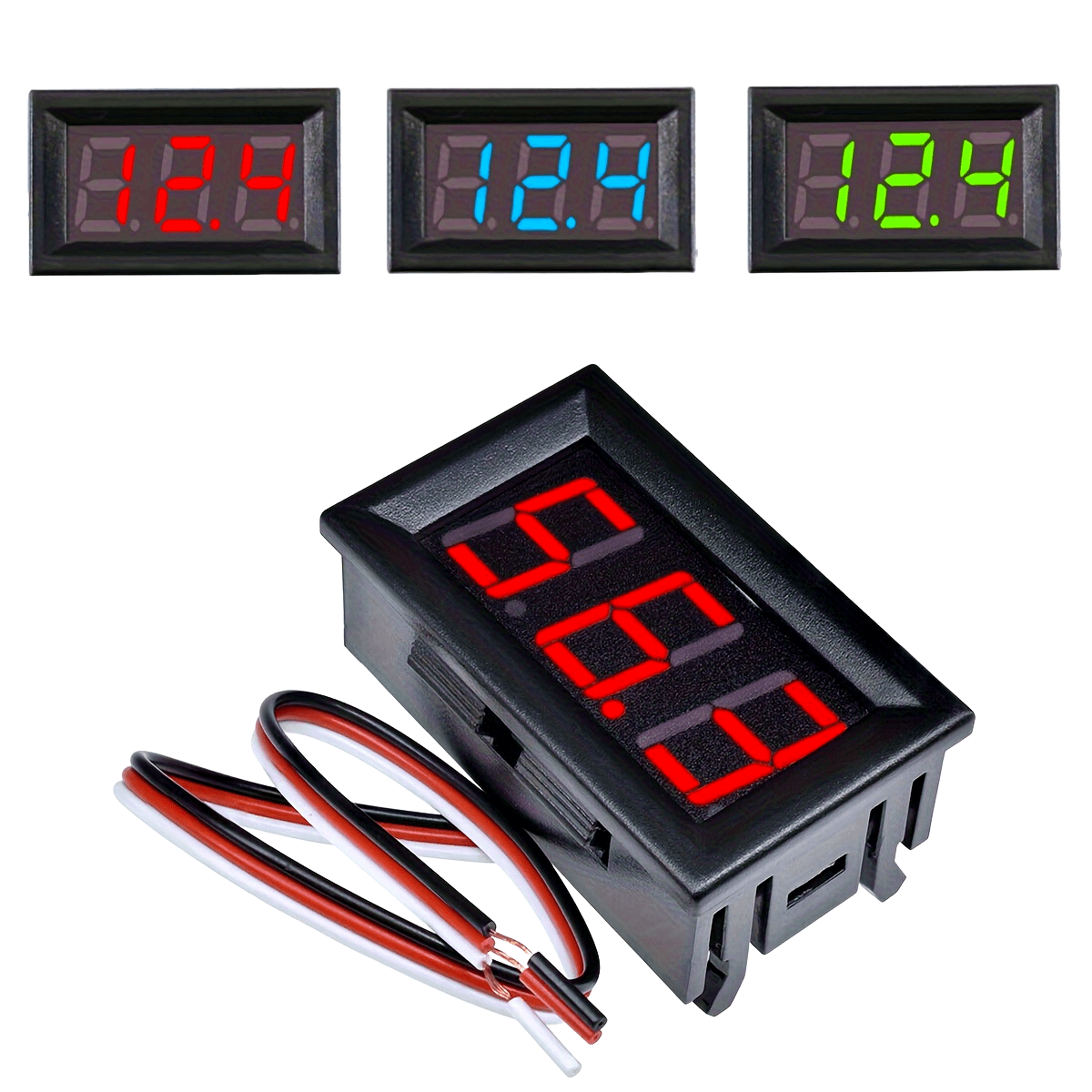 Digital Voltage Meter 4.5-30V LED Display Battery Motor Panel Mount Red Blue Green