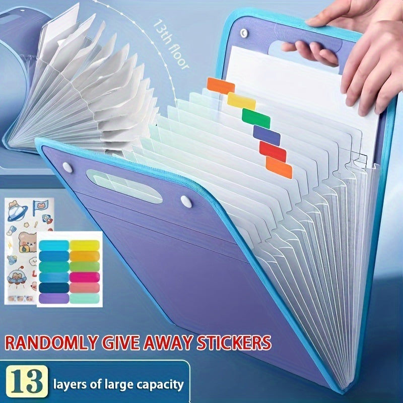 Waterproof A4 Vertical File Organizer with 13 Pockets Multi-Color PP Office Storage