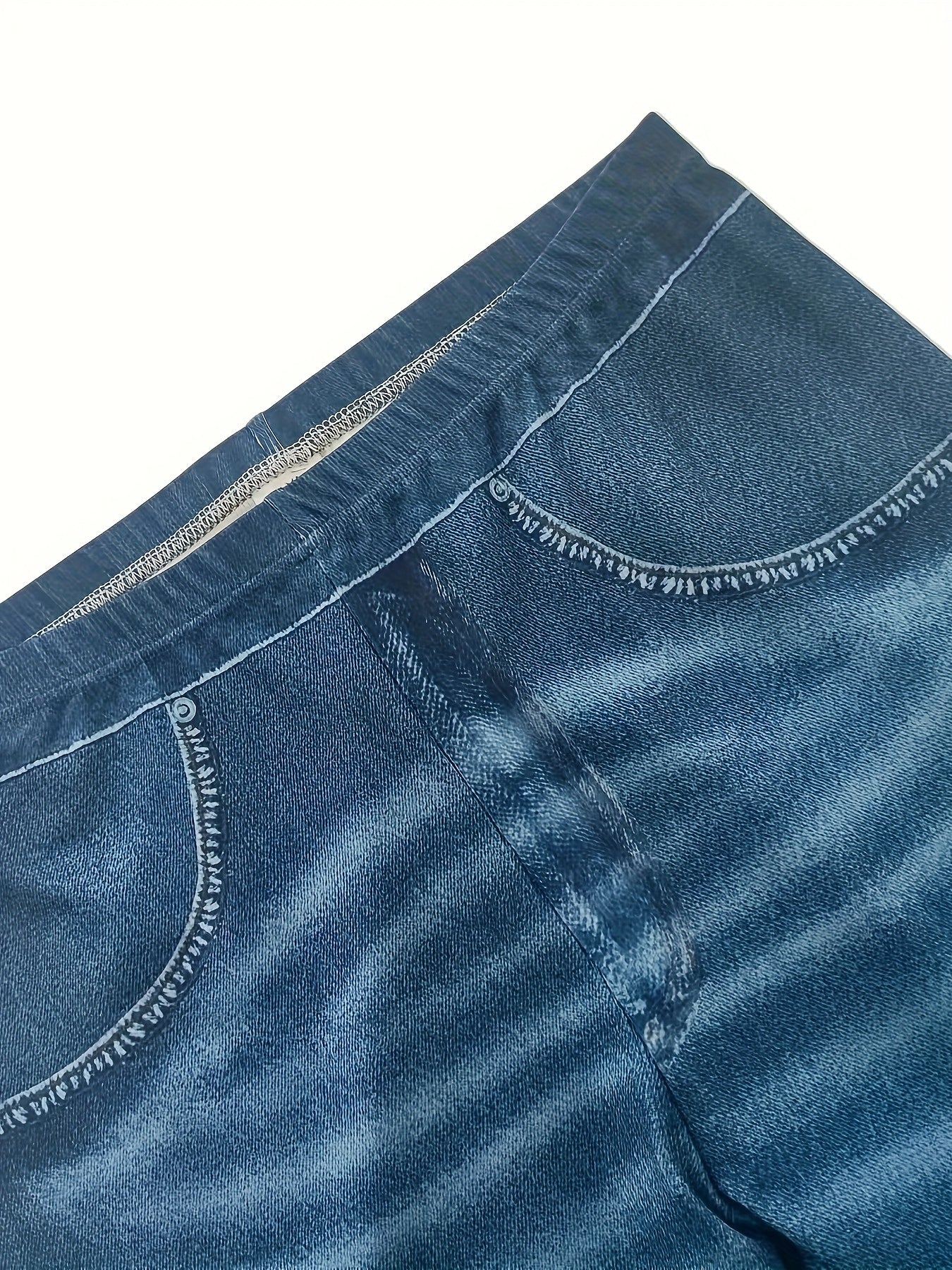 Women's Plus Size Sports Leggings Imitation Denim Blue High Waist Fitness Tights