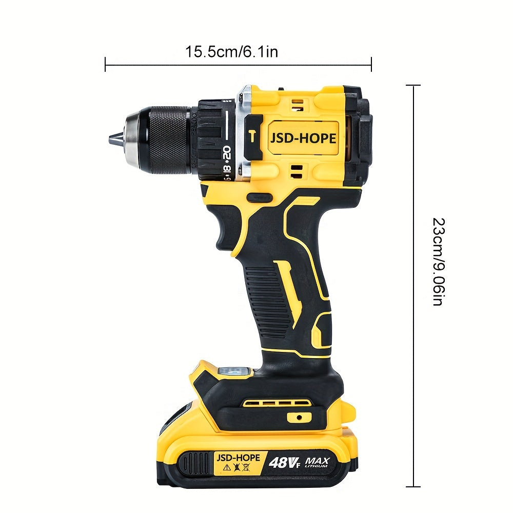 Cordless Impact Drill and Driver Kit 21V Lithium Electric Screwdriver with T-Wrench and Hex Shaft