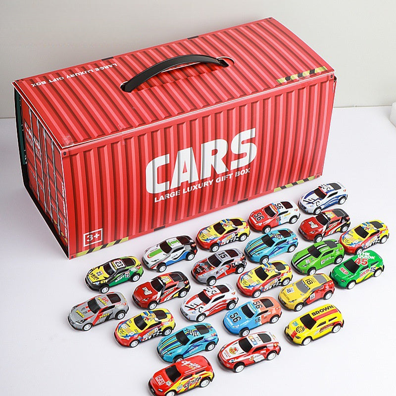 Boys Toy Racing Cars Pull-Back Alloy Tin Container Style Multi-Color