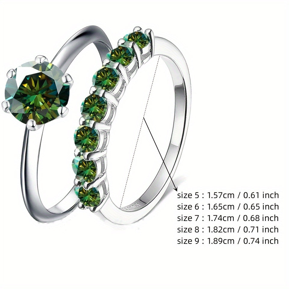 Moissanite Stacking Rings in 925 Sterling Silver with 18k Plating Gift Box