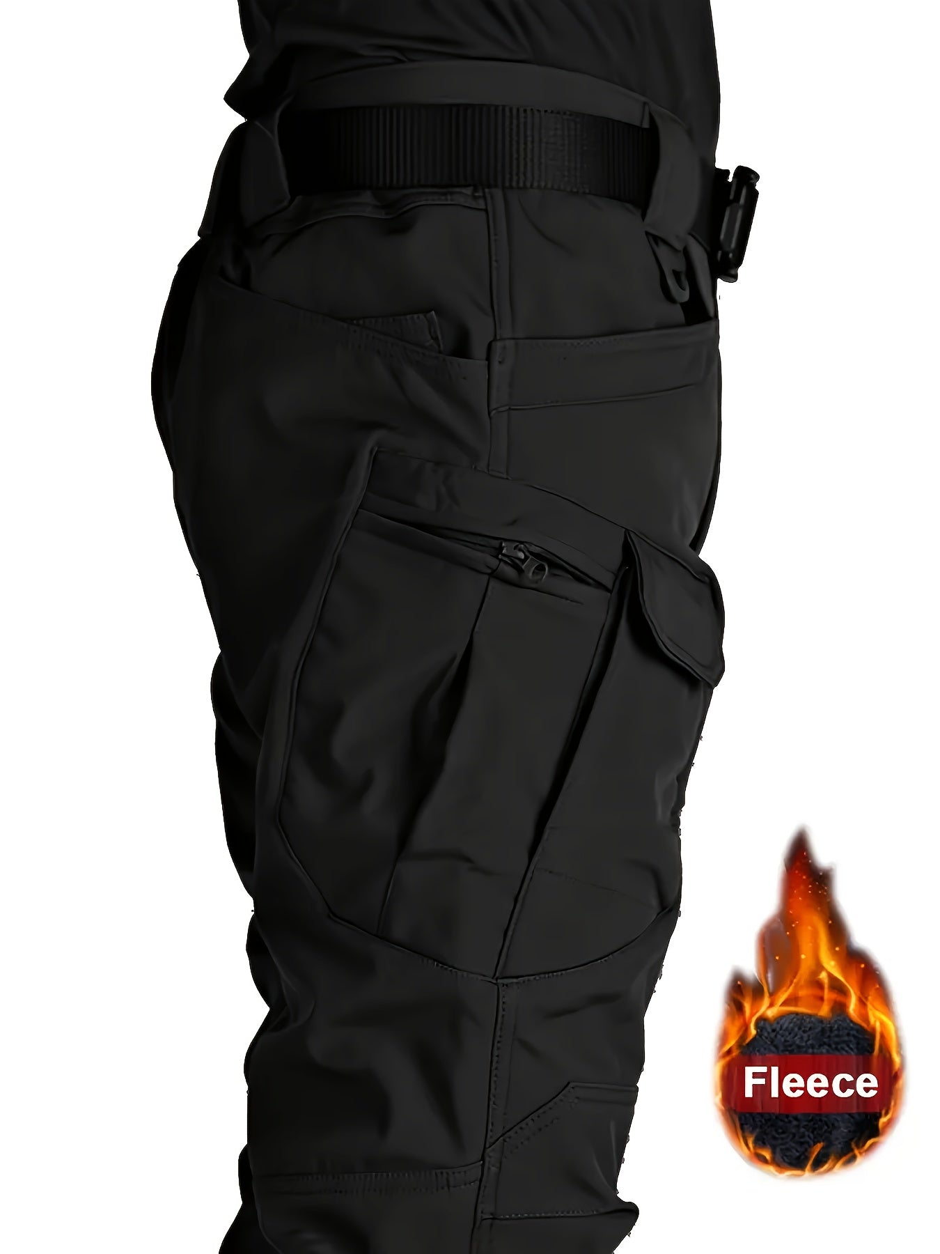 Men's Fleece Lined Cargo Pants Waterproof Windproof Outdoor Hiking Camping Hunting Fall Winter