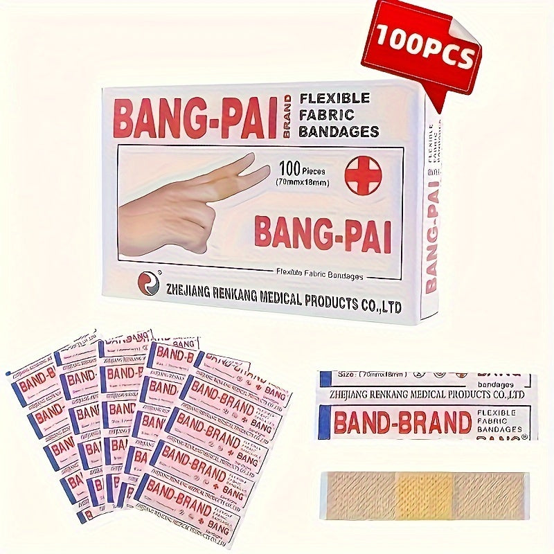 Flexible Fabric Adhesive Bandages 100pcs Waterproof Breathable Abrasion Protection