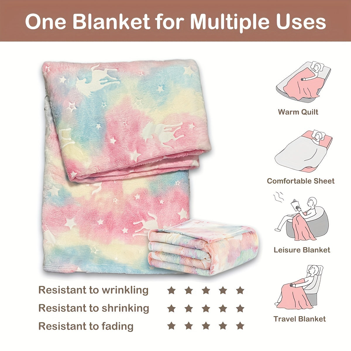 Glow in the Dark Flannel Fleece Blanket with Christmas Tree Print Cozy All-Season Home Decor