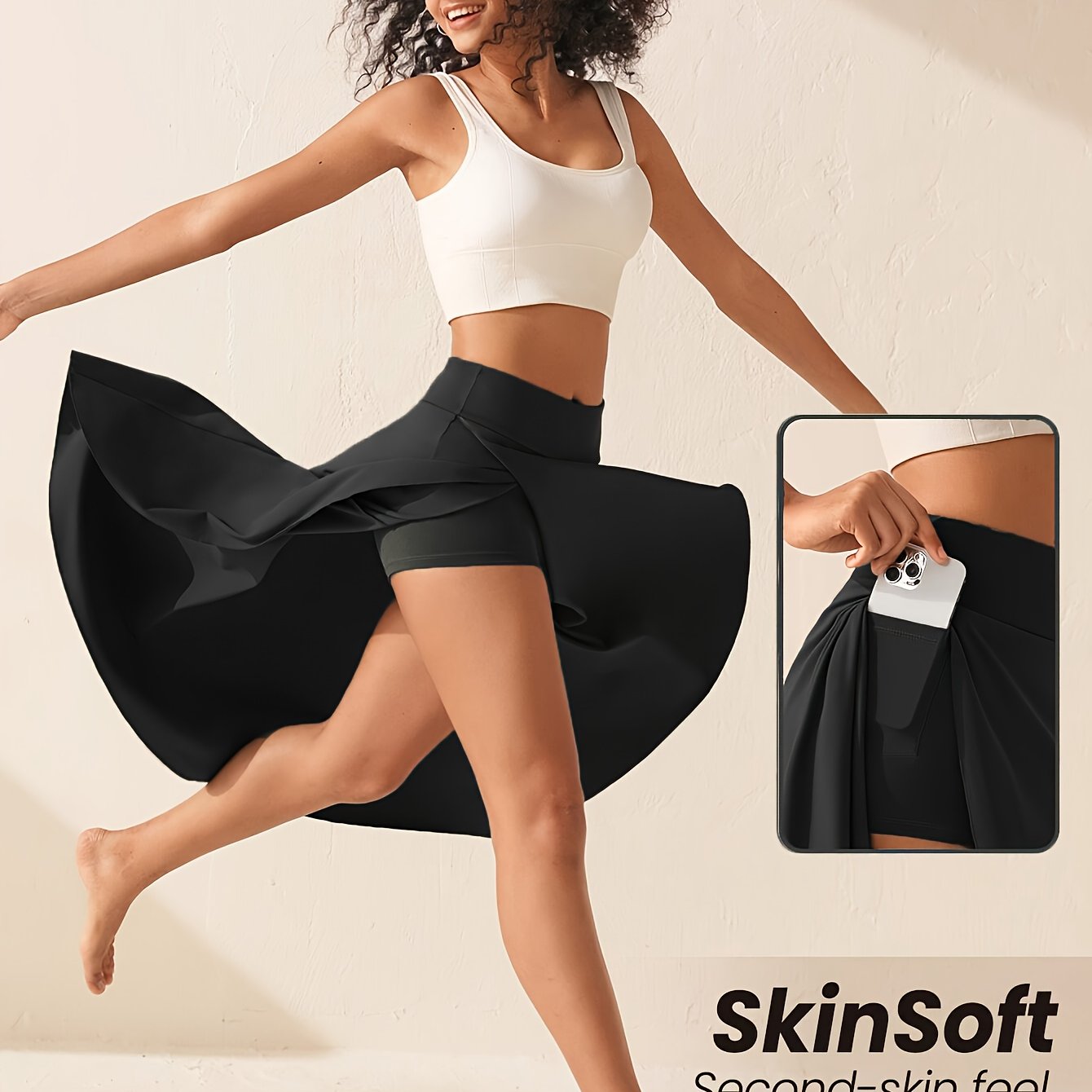 Plus Size Women's High-Waisted Skirt With Pockets Breathable Casual Dress