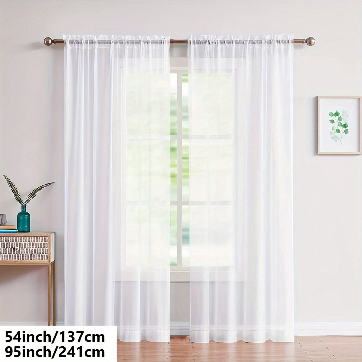 Cortinas de gasa blancas ligeras para sala de estar y dormitorio, transparentes, para barra